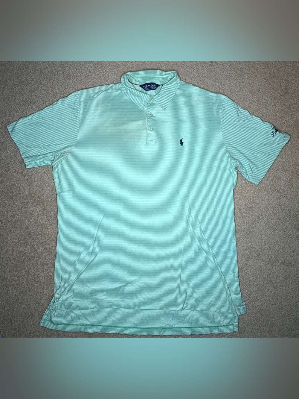 Polo Golf Ralph Lauren Polo Shirt Mens XL Green Striped Cotton Lakewood Club